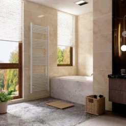 VURTU5 Luxury Ladder Style Heated Towel Rail Radiator With 30 Horizontal Round Tubes 1800mm X 600mm - White -Triton None Store 13109599 1784904158912989