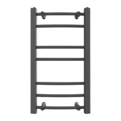 VURTU6 Ladder Style Heated Towel Rail Radiator With 7 Horizontal Round Tubes 700mm X 400mm - Anthracite