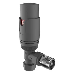 VURTU12 Angled Thermostatic Radiator Valve & Lockshield In Anthracite - Pair -Triton None Store 13109606 1184905487528089