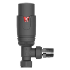 VURTU12 Angled Thermostatic Radiator Valve & Lockshield In Anthracite - Pair -Triton None Store 13109606 2794905487490436