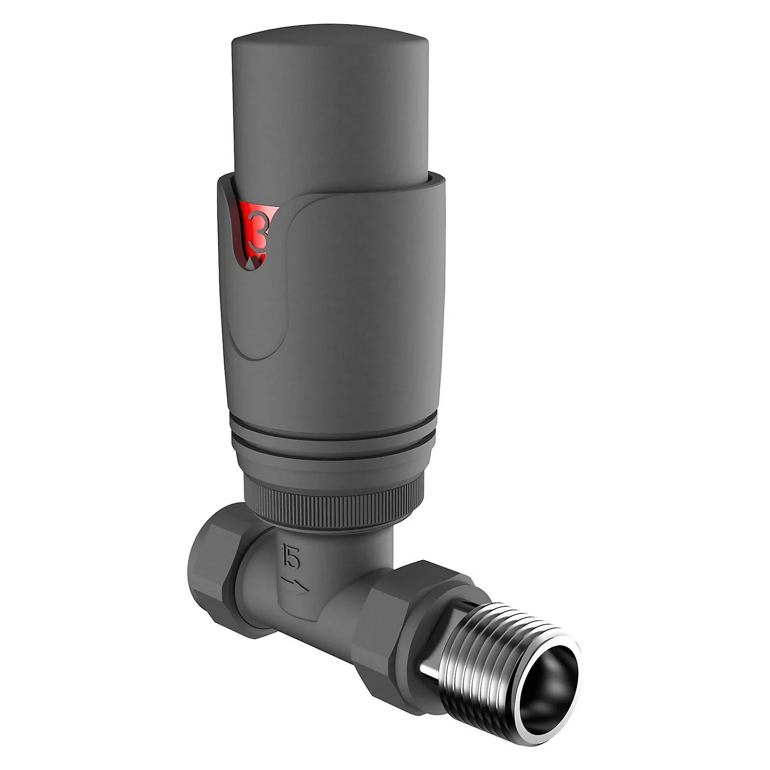 VURTU13 Straight Thermostatic Radiator Valve & Lockshield In Anthracite - Pair 7 VURTU13 Straight Thermostatic Radiator Valve & Lockshield In Anthracite - Pair - Image 5