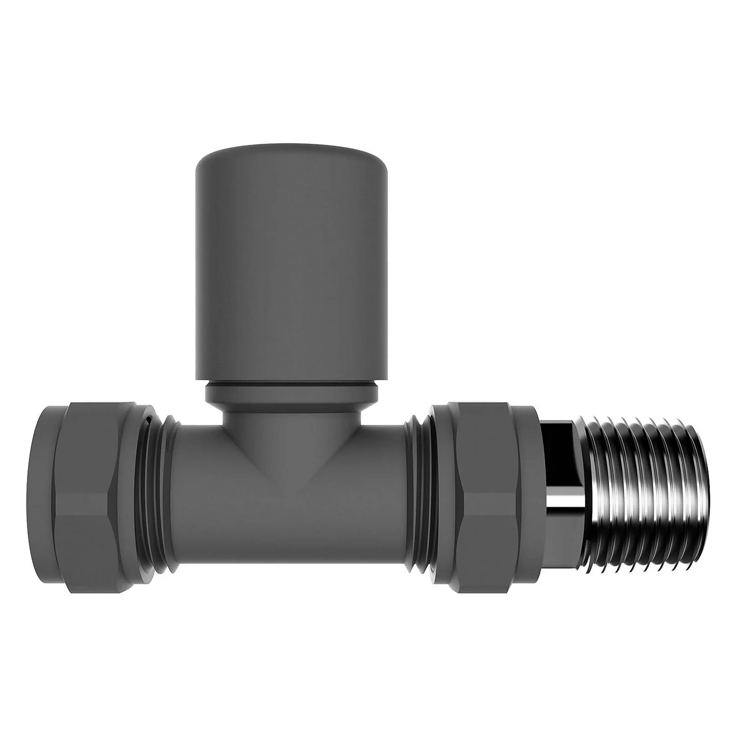 VURTU13 Straight Thermostatic Radiator Valve & Lockshield In Anthracite - Pair 4 VURTU13 Straight Thermostatic Radiator Valve & Lockshield In Anthracite - Pair - Image 2