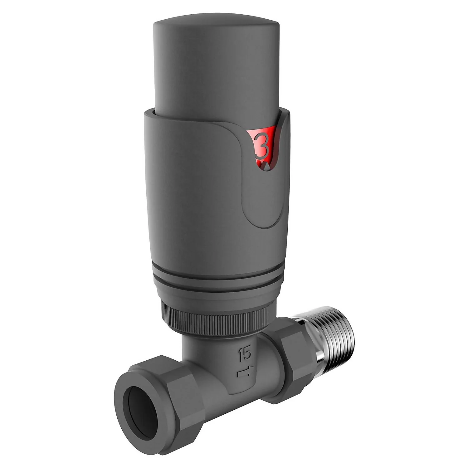 VURTU13 Straight Thermostatic Radiator Valve & Lockshield In Anthracite - Pair 6 VURTU13 Straight Thermostatic Radiator Valve & Lockshield In Anthracite - Pair - Image 4