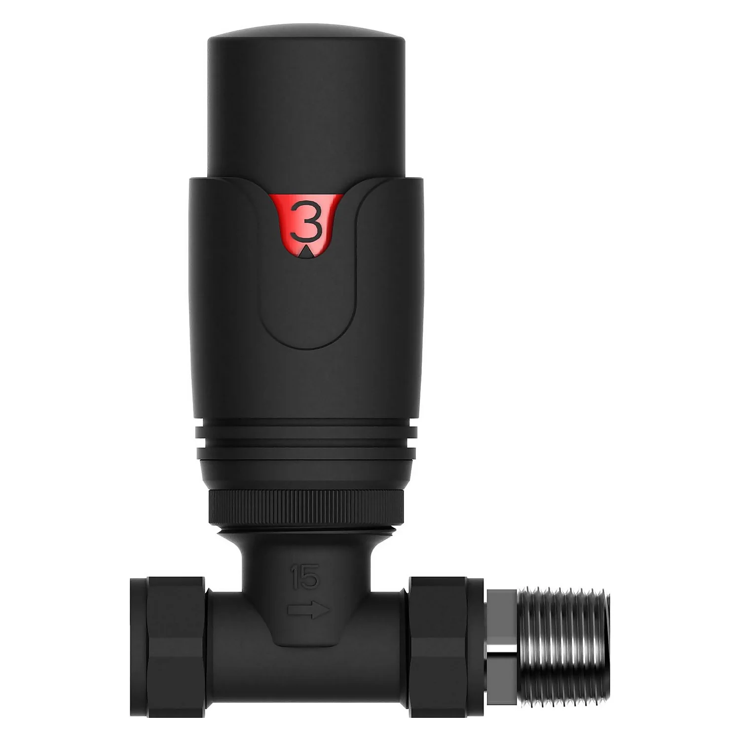 VURTU15 Straight Thermostatic Radiator Valve & Lockshield In Black - Single 5 VURTU15 Straight Thermostatic Radiator Valve & Lockshield In Black - Single - Image 3