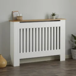 Lloyd Pascal Radiator Cover With Vertical Slatted Design In White & Natural - Medium -Triton None Store 13168206 1074931990563518