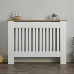 Lloyd Pascal Radiator Cover With Vertical Slatted Design In White & Natural - Medium -Triton None Store 13168206 2114931990634489