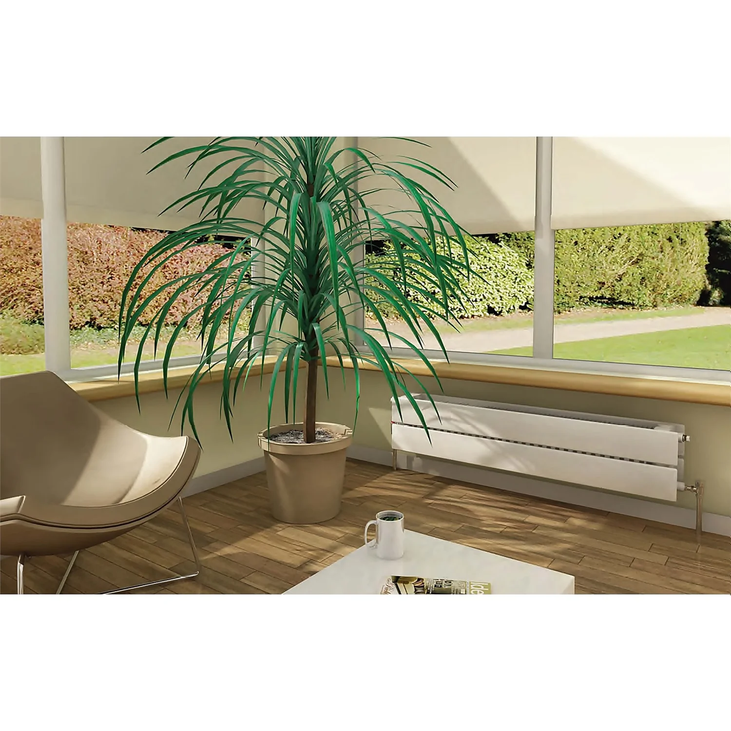 Henrad Verona Lo-Line Double Panel Plumbed Radiator 148mm X 1400mm - White 4 Henrad Verona Lo-Line Double Panel Plumbed Radiator 148mm X 1400mm - White - Image 2