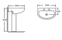 Elmley Ceramic Basin With Pedestal - 2 Tap Holes -Triton None Store 13190958 1334889435978589