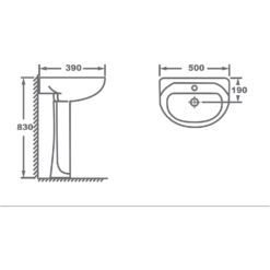 Tilwick Ceramic Basin With Pedestal - 1 Tap Hole -Triton None Store 13190959 1314887846636246