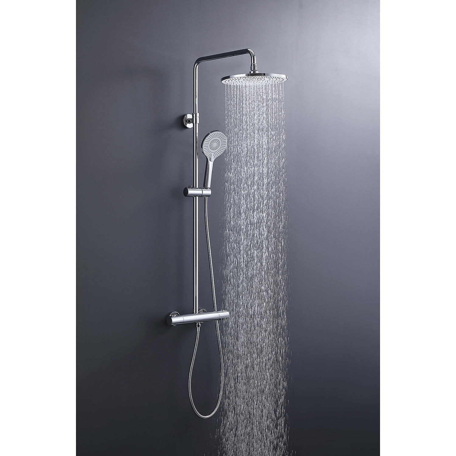 Hertford Thermostatic Valve, Round Overhead And Hand Shower Chrome 5 Hertford Thermostatic Valve, Round Overhead And Hand Shower Chrome - Image 3