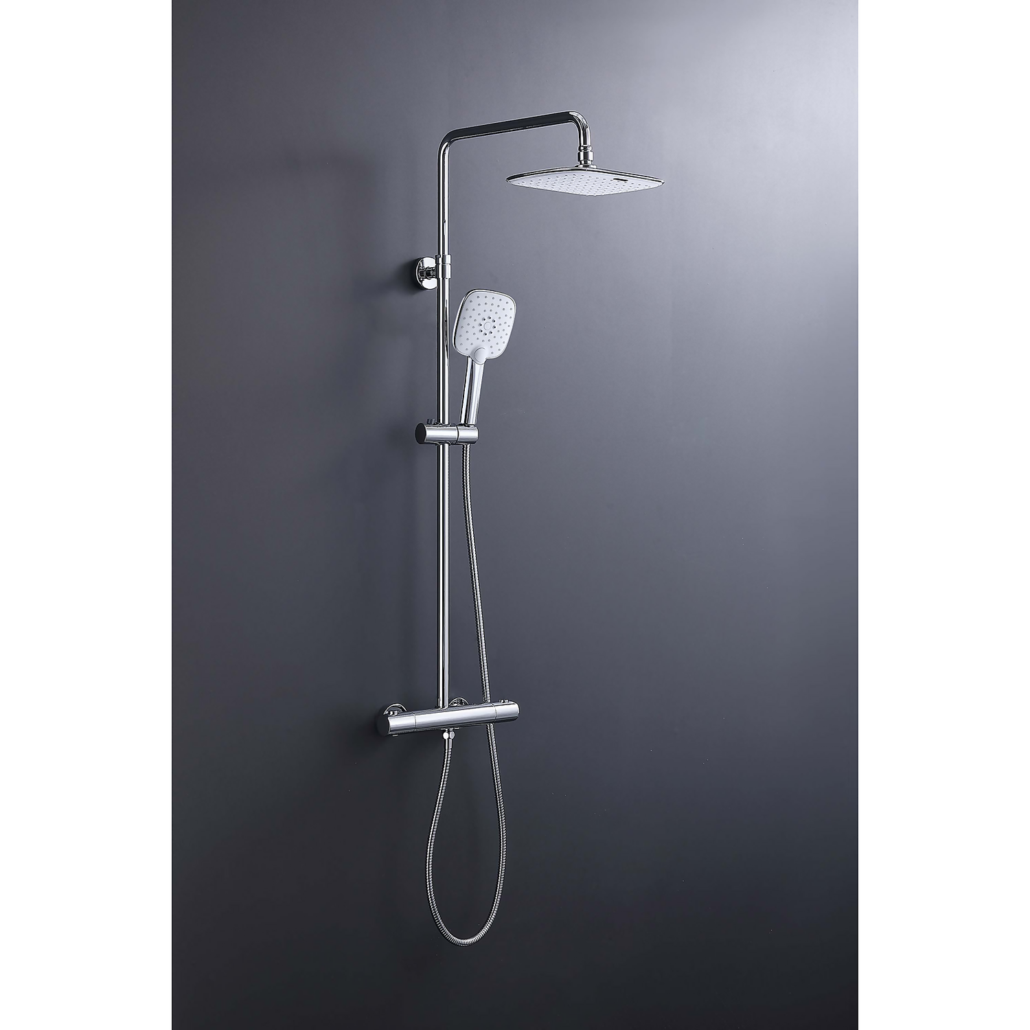 Hunsdon Thermostatic Valve, Square Overhead And Hand Shower Chrome 4 Hunsdon Thermostatic Valve, Square Overhead And Hand Shower Chrome - Image 2