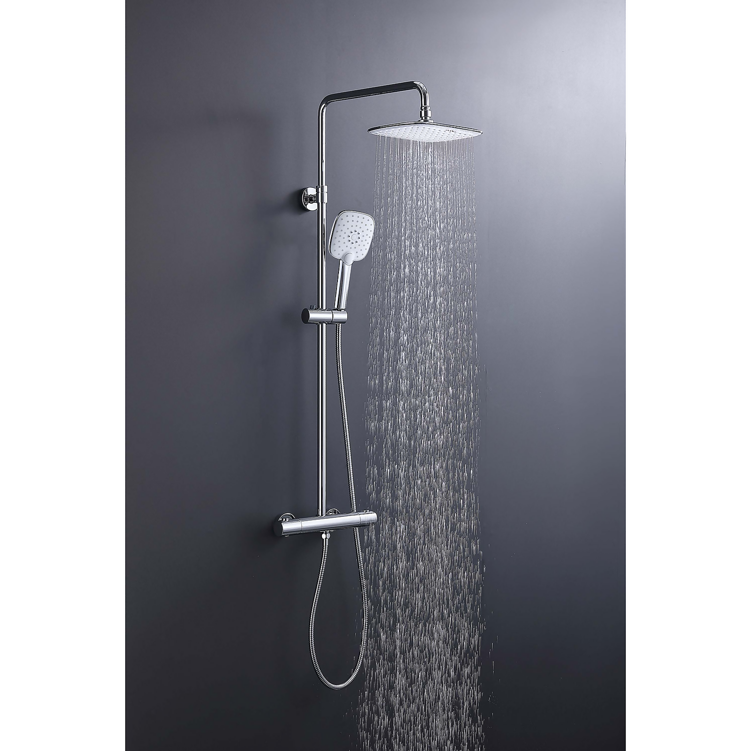 Hunsdon Thermostatic Valve, Square Overhead And Hand Shower Chrome 5 Hunsdon Thermostatic Valve, Square Overhead And Hand Shower Chrome - Image 3