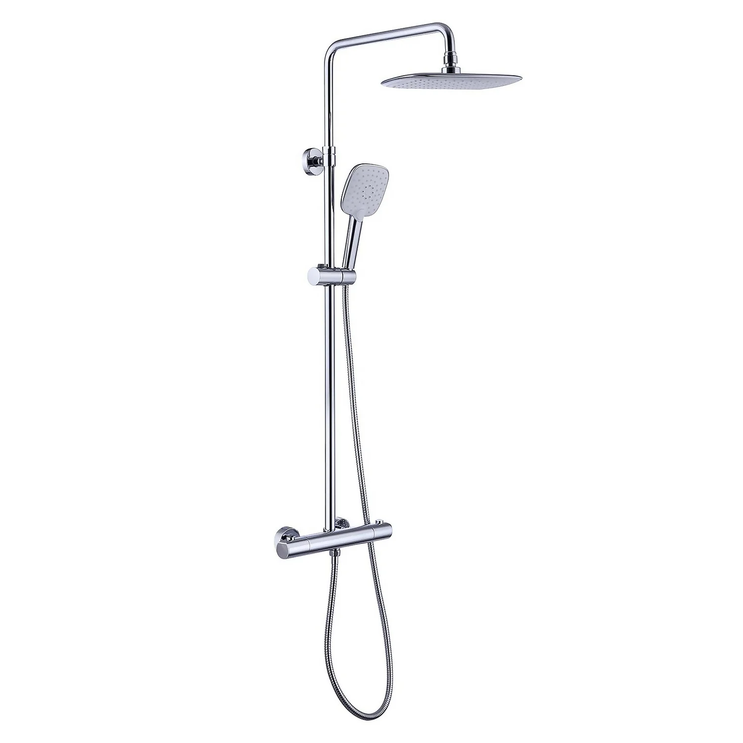 Hunsdon Thermostatic Valve, Square Overhead And Hand Shower Chrome 3 Hunsdon Thermostatic Valve, Square Overhead And Hand Shower Chrome