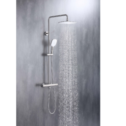 Hunsdon Thermostatic Valve, Square Overhead And Hand Shower Brushed Nickel -Triton None Store 13490540 1664943599381026
