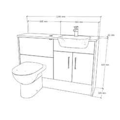 Bathstore Portfolio Fitted Bathroom Furniture (W)1240mm X (D)320mm - Gloss Light Grey -Triton None Store 13514458 9835025269259840