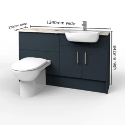 Bathstore Portfolio Fitted Bathroom Furniture (W)1240mm X (D)320mm - Matt Navy -Triton None Store 13514459 1675025269171778