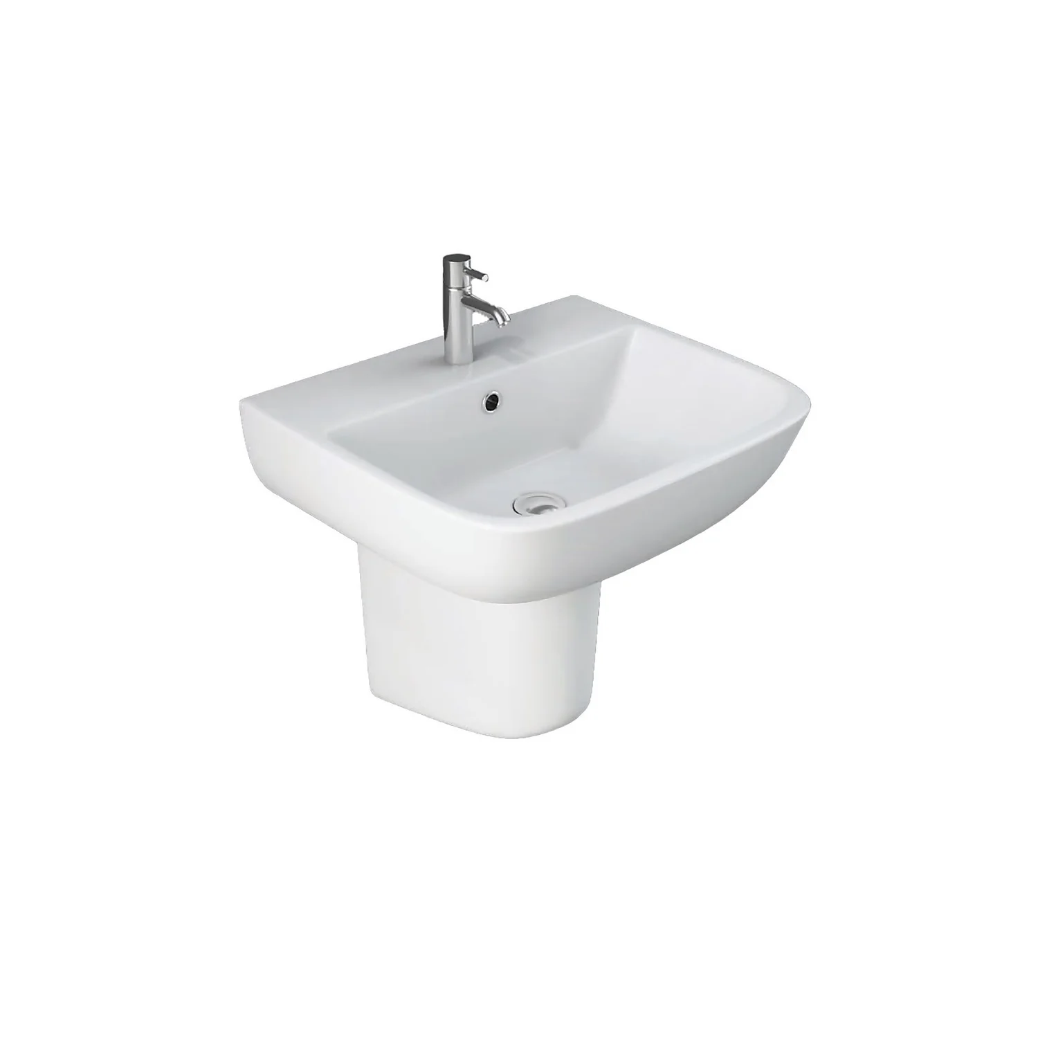 Bathstore Cedar 520mm White Basin And Semi Pedestal 3 Bathstore Cedar 520mm White Basin And Semi Pedestal