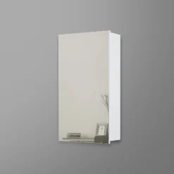 Single Door Mirrored Bathroom Cabinet - White -Triton None Store 13526332 1284944670363032