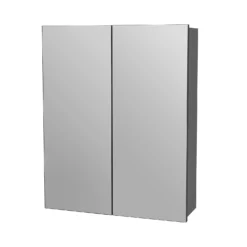 Double Door Mirrored Bathroom Cabinet - White