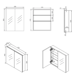 Double Door Mirrored Bathroom Cabinet - White -Triton None Store 13526333 2064944670196715