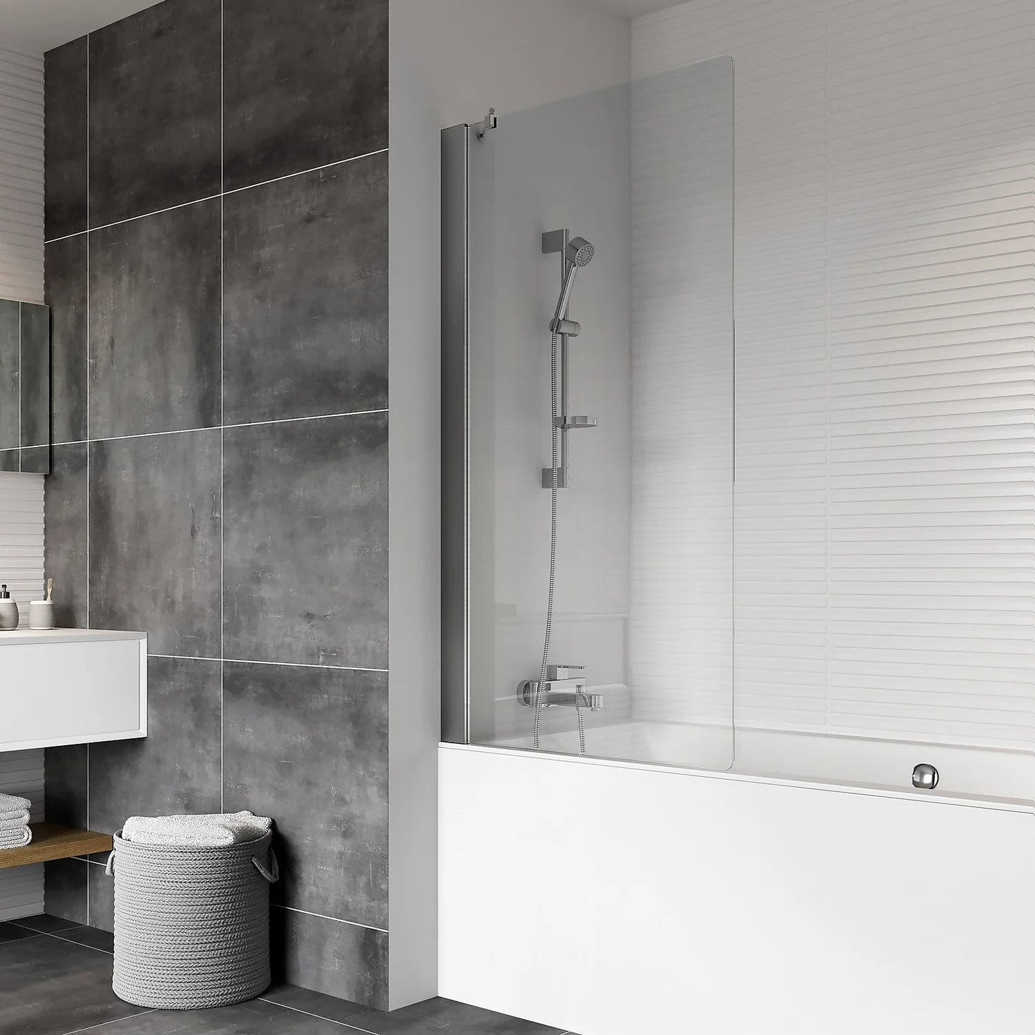 Bathstore Gleam Silver Fixed Bath Screen 4 Bathstore Gleam Silver Fixed Bath Screen - Image 2