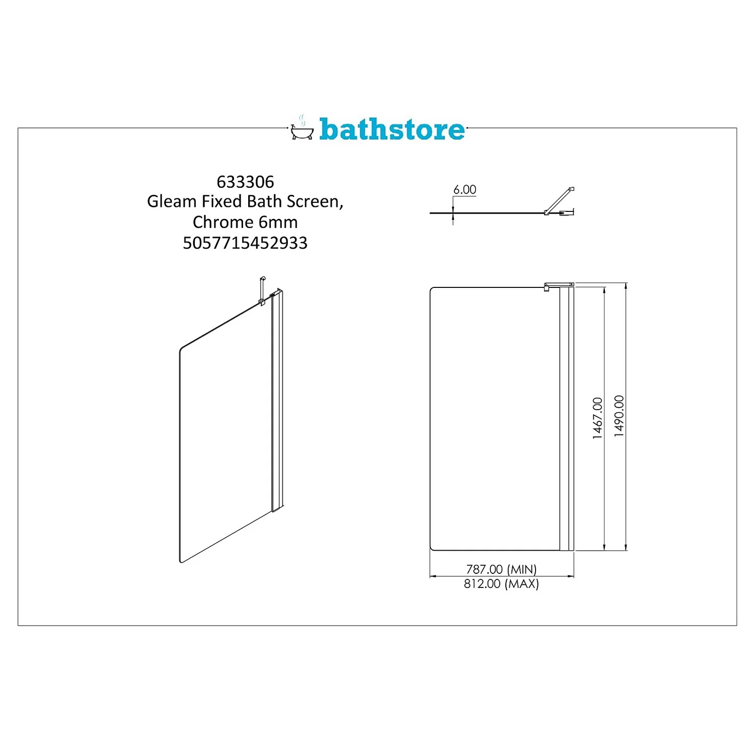 Bathstore Gleam Silver Fixed Bath Screen 7 Bathstore Gleam Silver Fixed Bath Screen - Image 5