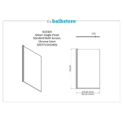 Bathstore Gleam Single Panel Standard Bath Screen -Triton None Store 13625993 1874941816471990