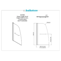 Bathstore Gleam Single Panel Angled Bath Screen -Triton None Store 13625995 1404941816511506