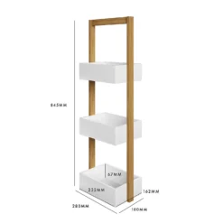 Homebase Edit Bathroom 3 Tier Storage Caddy - White & Bamboo -Triton None Store 13660551 1524958083252032