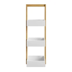 Homebase Edit Bathroom 3 Tier Storage Caddy - White & Bamboo -Triton None Store 13660551 8344958083229529