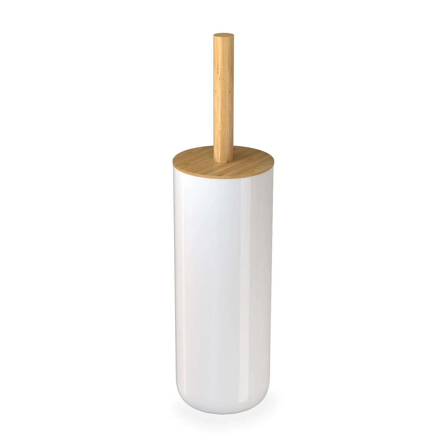 Homebase Toilet Brush And Holder - White & Bamboo 3 Homebase Toilet Brush And Holder - White & Bamboo