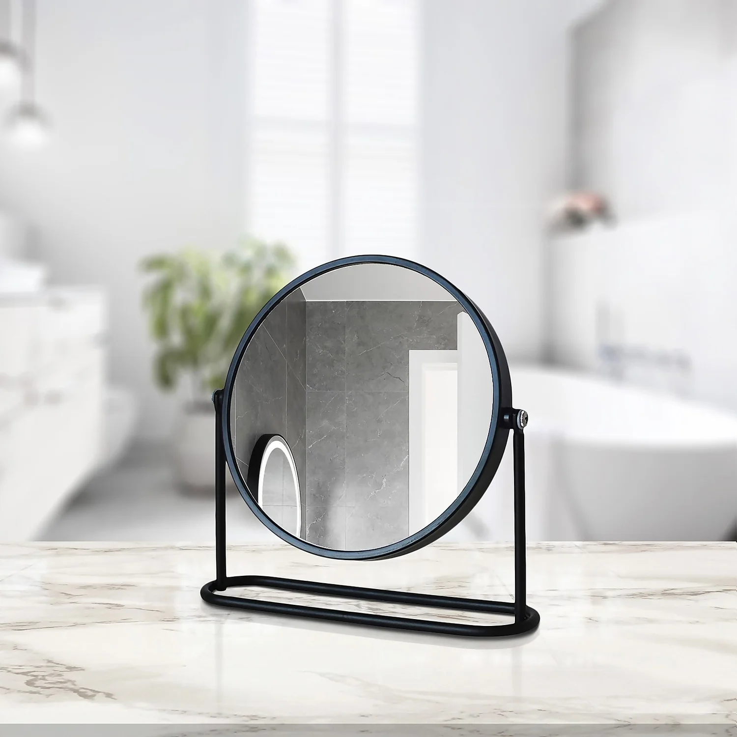 Black Magnifying Bathroom Mirror 4 Black Magnifying Bathroom Mirror - Image 2