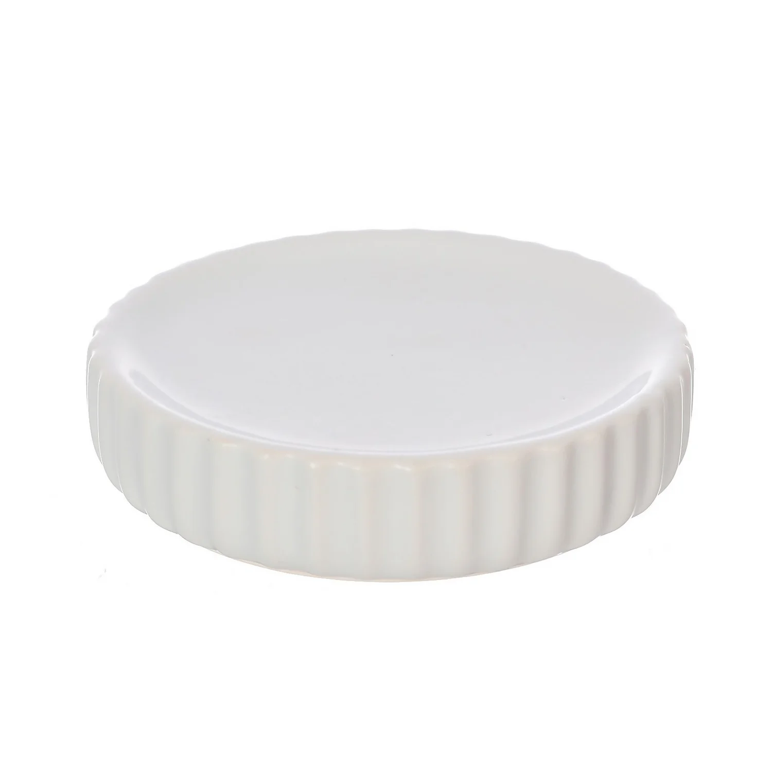 Ceramic Soap Dish - White Ridged 3 Ceramic Soap Dish - White Ridged
