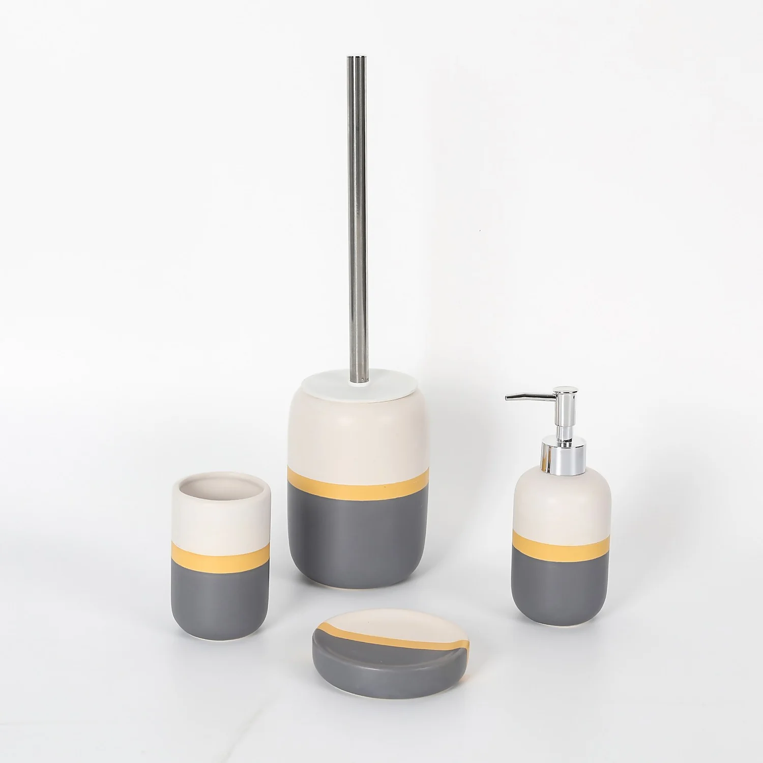 Ceramic Toothbrush Holder - Ochre And Grey 4 Ceramic Toothbrush Holder - Ochre And Grey - Image 2