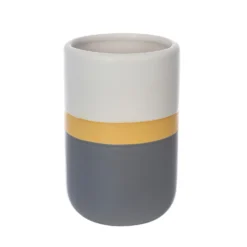 Ceramic Toothbrush Holder - Ochre And Grey