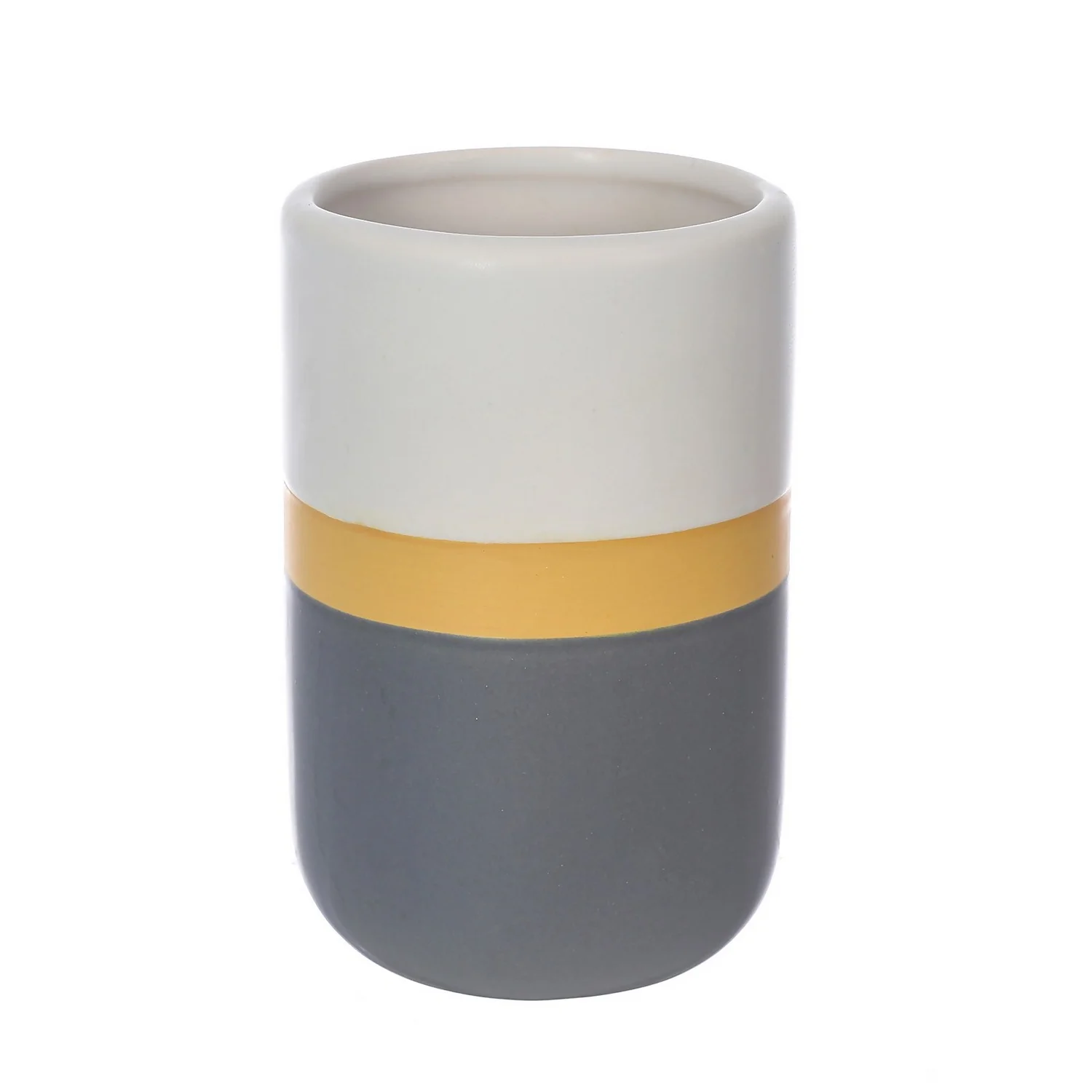 Ceramic Toothbrush Holder - Ochre And Grey 3 Ceramic Toothbrush Holder - Ochre And Grey