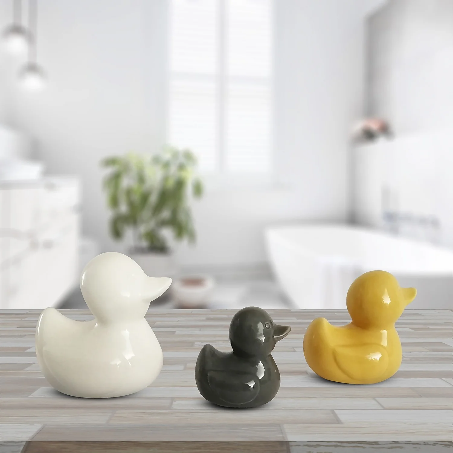 Ochre And Grey Trio Of Ceramic Ducks 4 Ochre And Grey Trio Of Ceramic Ducks - Image 2