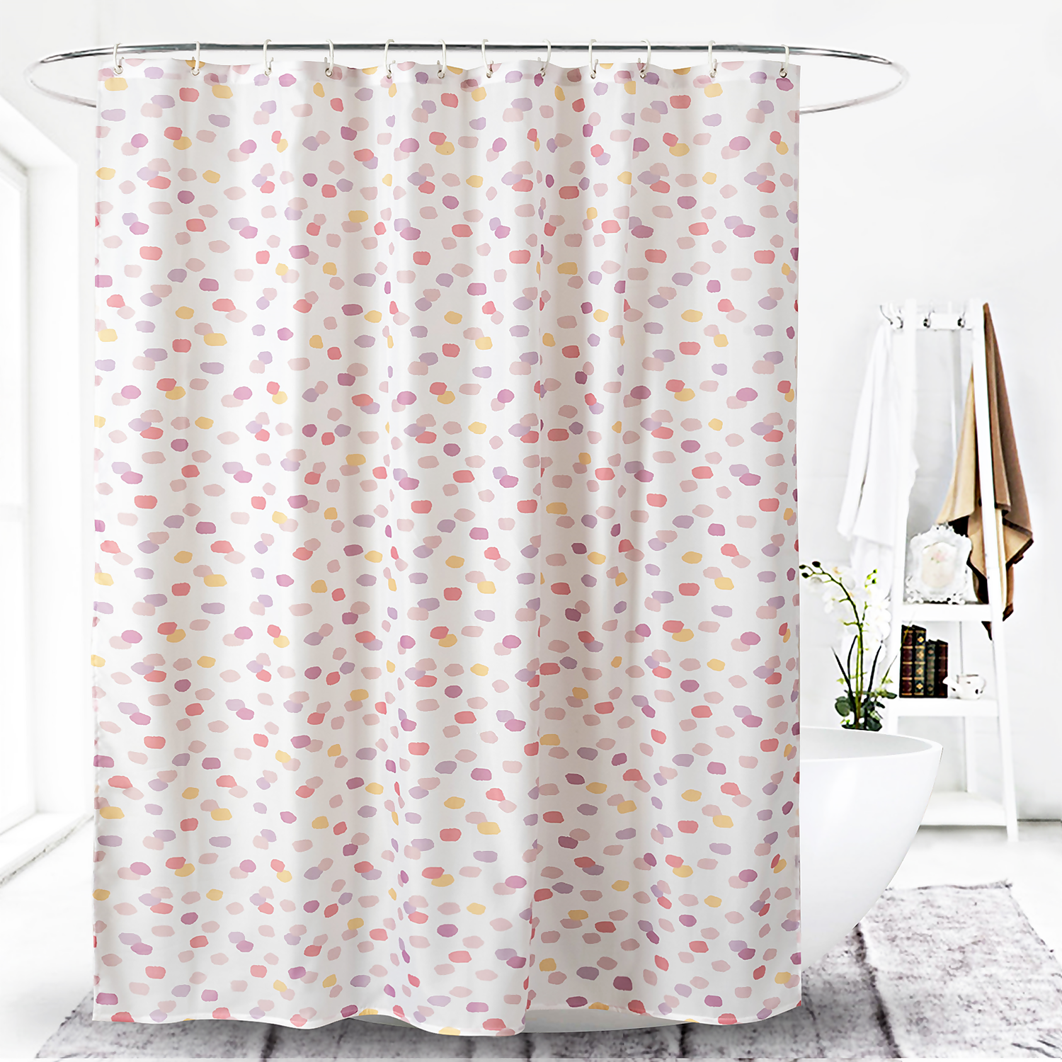 Homebase Pink Spots Shower Curtain 4 Homebase Pink Spots Shower Curtain - Image 2