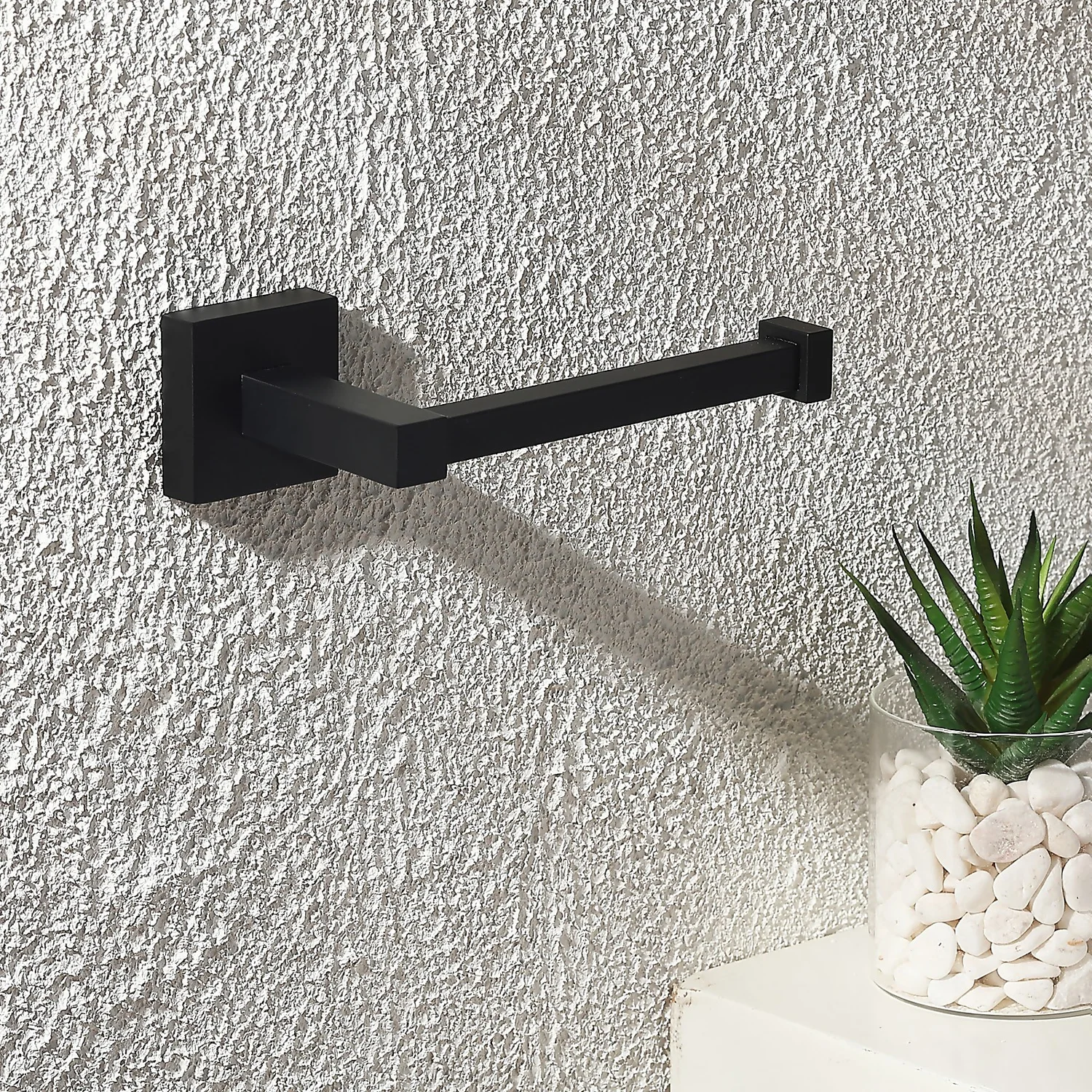 Homebase Toilet Roll Holder Fixed Square - Black 4 Homebase Toilet Roll Holder Fixed Square - Black - Image 2