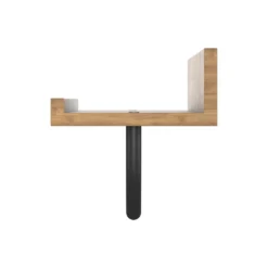 Bathroom Wall Shelf & Hanging Towel Rail - Mango Oak & Black -Triton None Store 13871912 1394984543818357