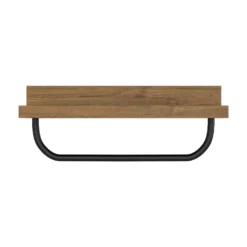 Bathroom Wall Shelf & Hanging Towel Rail - Mango Oak & Black -Triton None Store 13871912 1474984543780026