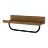 Bathroom Wall Shelf & Hanging Towel Rail - Mango Oak & Black -Triton None Store 13871912 1724984543648485