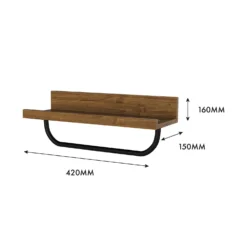 Bathroom Wall Shelf & Hanging Towel Rail - Mango Oak & Black -Triton None Store 13871912 3034984543880556