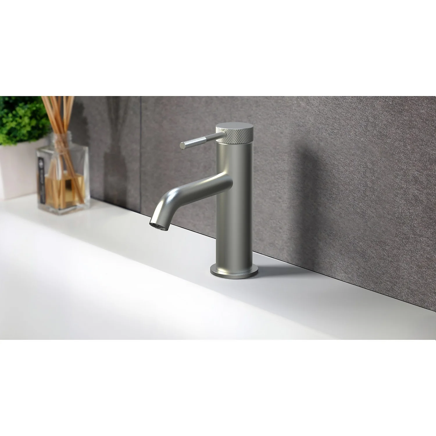 Knurled Basin MonoBloc Basin Mixer - Brushed Nickel 3 Knurled Basin MonoBloc Basin Mixer - Brushed Nickel