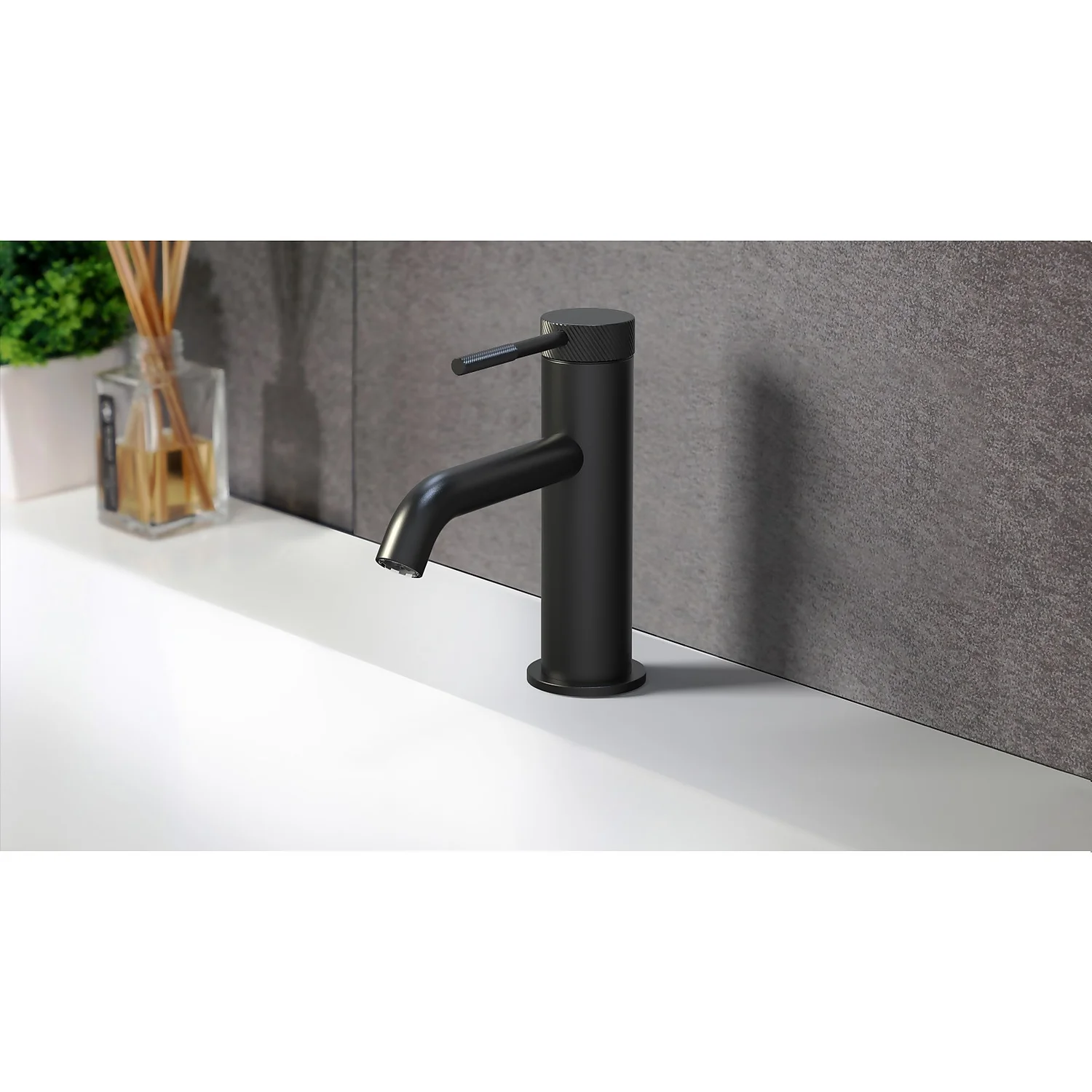 Knurled Basin MonoBloc Basin Mixer - Matt Black 3 Knurled Basin MonoBloc Basin Mixer - Matt Black