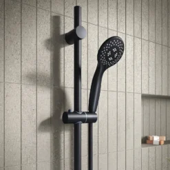 Aqualona Round Shower Handset Head, Riser Rail And Hose Kit - Black -Triton None Store 13914209 1075011531582011