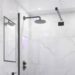 Bathstore Noir Matt Black 250mm Round Shower Head With Wall Arm -Triton None Store 13927715 1574982455817595