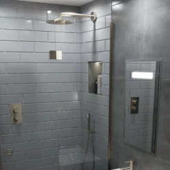 Bathstore Brushed Nickel 250mm Round Shower Head With Wall Arm 9 Bathstore Brushed Nickel 250mm Round Shower Head With Wall Arm -Triton None Store 13927787 1614982455780323