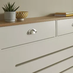 Barnford Large Radiator Cover With Drawers In Cream & Oak Effect -Triton None Store 13938566 1415032803595689