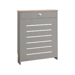 Barnford Small Radiator Cover With Drawer In Grey & Oak Effect